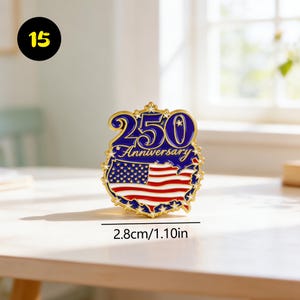 US 250th Anniversary Commemorative Pin | 1776-2026 Patriotic Enamel Badge | Liberty Bell & Flag Collectible, Eagle Badge 15