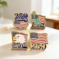 US 250th Anniversary Souvenir Pin | American Eagle & Statue of Liberty Brooch | 1776-2026 Patriotic Enamel Badge | Liberty Bell Flag