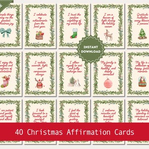 40 Christmas Affirmation Cards – Printable Holiday Positivity Deck – Digital Download Xmas Mindset Cards