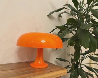 Orange Mushroom Dome Lamp | Retro Mid-Century Modern Table Light