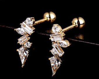 Handmade 18K Solid Gold Lab Grown Diamond Angel Wing Earrings • 0.5ct Each • Sculptural Diamond Studs • Fine Jewelry • Statement Earrings