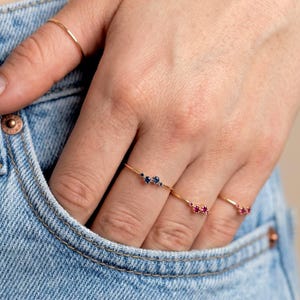 14K Solid Gold Natural Ruby Ring | Dainty Stacking Ring | Natural Gemstone Band | Minimalist Gold Ring | Thin Everyday Ring