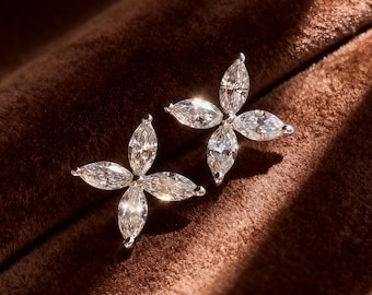 Handmade 18K Solid Gold Marquise Lab Grown Diamond Stud Earring | Single 0.25ct / 0.50ct | Minimal Fine Jewelry | Valentine’s Gift for Her