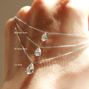18K Solid Gold Pear Diamond Pendant Necklace | 0.30–2.0 CT | Lab Diamond Pendant | Teardrop Diamond | Solitaire Diamond Necklace Gift image 4