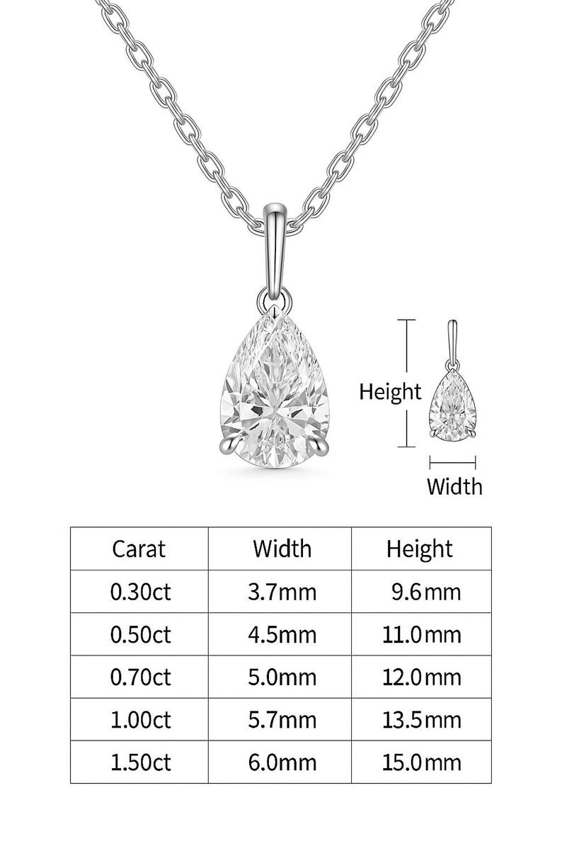 18K Solid Gold Pear Diamond Pendant Necklace | 0.30–2.0 CT | Lab Diamond Pendant | Teardrop Diamond | Solitaire Diamond Necklace Gift image 9