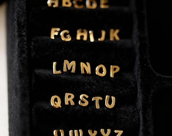 14K Solid Gold Initial Stud | A-Z Single Letter Earring | Personalized Alphabet Jewelry | Dainty Tiny Gold Ear Stud | Custom Gift for Her