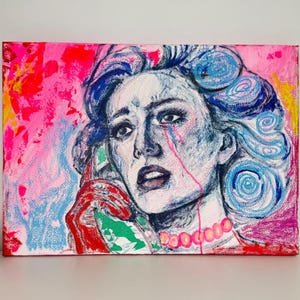 Again, Original Painting, Acrylic and Oil Pastels on Canvas, 70 x 50 cm