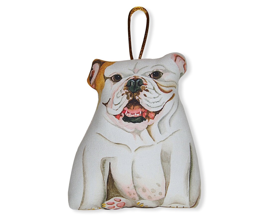 English Bulldog Ornament in White Small Bulldog Pillow Etsy
