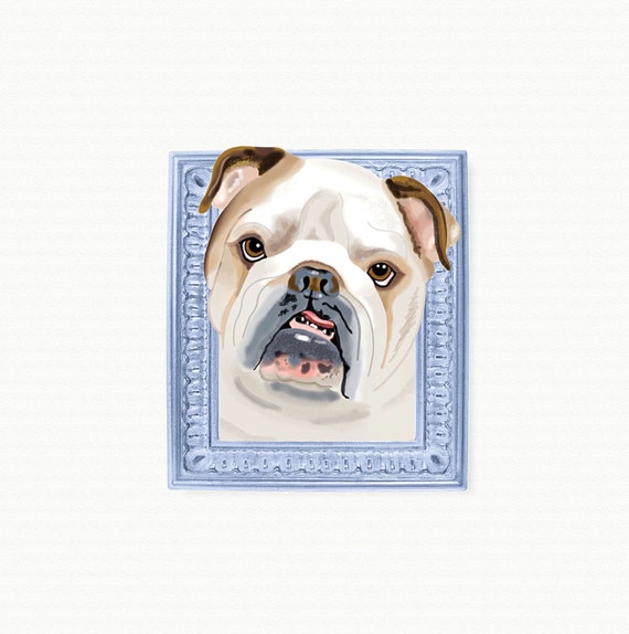 English Bulldog Tiny Art Print White With Brown Dog
