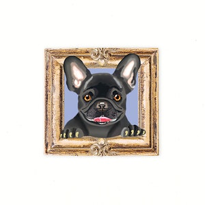 French Bulldog Tiny Art Print - Black - Dog Art Print - Tiny Frenchie in a Frame