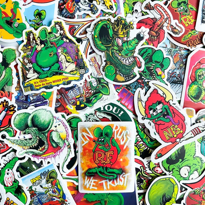 Rath Racing Stickers Pack of 50 Hot Rod Stickers, Rat-fink Stickers, Vintage Racing Stickers ...