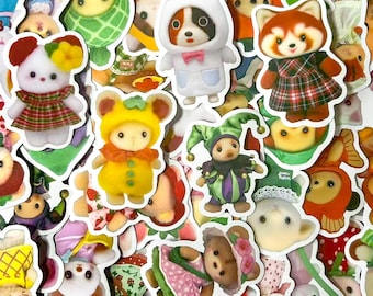 Pack of 50 Plush Toy Stickers, Cute Animal Stickers, Doll Character Stickers, Waterproof Cartoon Stickers for Scrapbook, Laptop, Gift Box