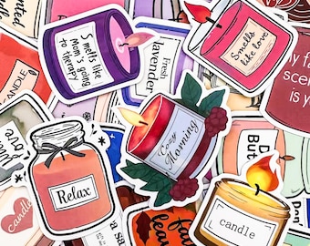 Pack of 50 Scented Candle Stickers, Cozy Jar Stickers, Aromatherapy Stickers, Self Care Stickers, Waterproof Stickers for Notebook, Gift Bag