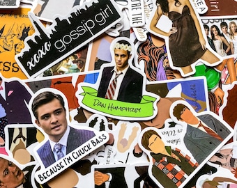 Pack of 50 Gossip-Girl Stickers, Character and Quote Stickers, TV Series Stickers, Waterproof Pop Culture Stickers for Scrapbook, Journal