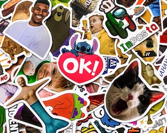 Pack of 50 Reaction Meme Stickers, Funny Expression Stickers, Internet Joke Stickers, Waterproof Stickers for Laptop, Phone Case, Notebook
