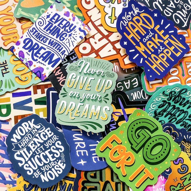 Pack of 50 Inspirational Stickers, Motivational Word Stickers, Positive ...