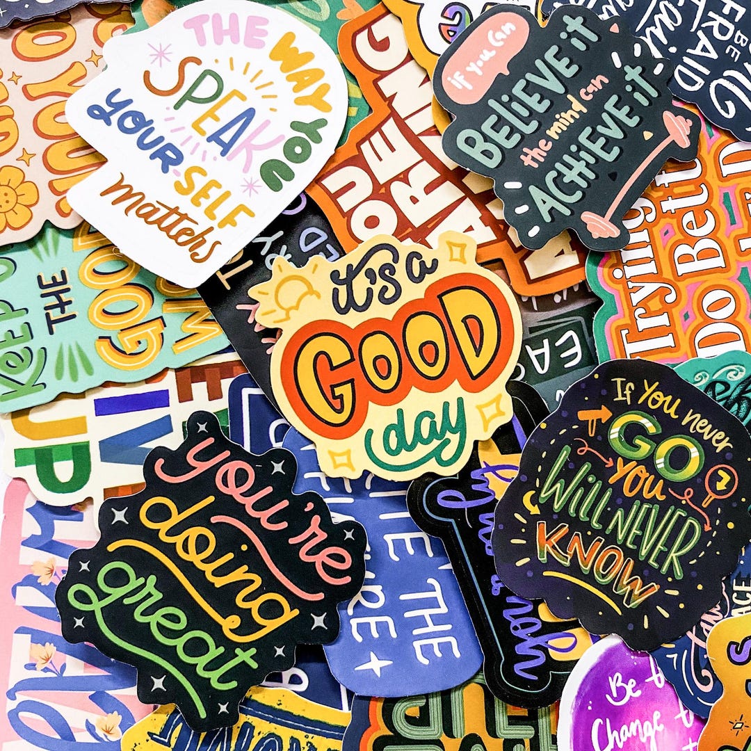 Pack of 50 Inspirational Stickers, Motivational Word Stickers, Positive ...