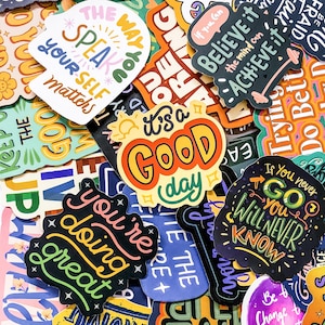 Packung mit 50 inspirierenden Aufklebern, Motivationswort-Aufklebern, positiven Zitat-Aufklebern, wasserdichten Selbstpflege-Aufklebern für Laptop, Notebook