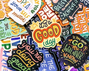 Packung mit 50 inspirierenden Aufklebern, Motivationswort-Aufklebern, positiven Zitat-Aufklebern, wasserdichten Selbstpflege-Aufklebern für Laptop, Notebook