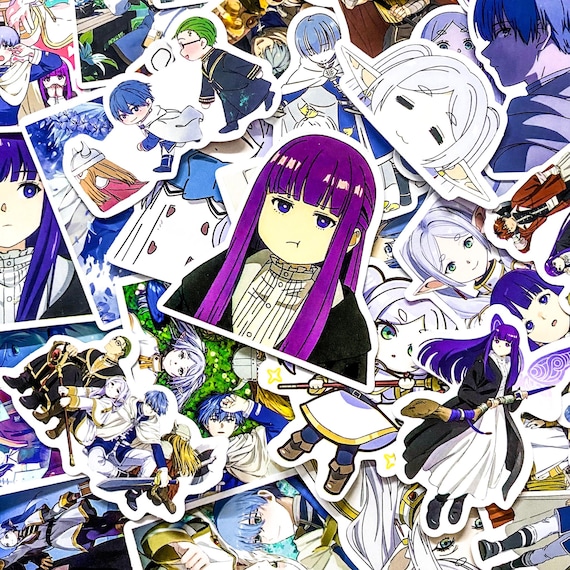 Pack of 50 Frieren Anime Stickers, Elf Wizard Stickers, Fantasy Character Stickers, Waterproof Stickers for Journal, Laptop, Notebook