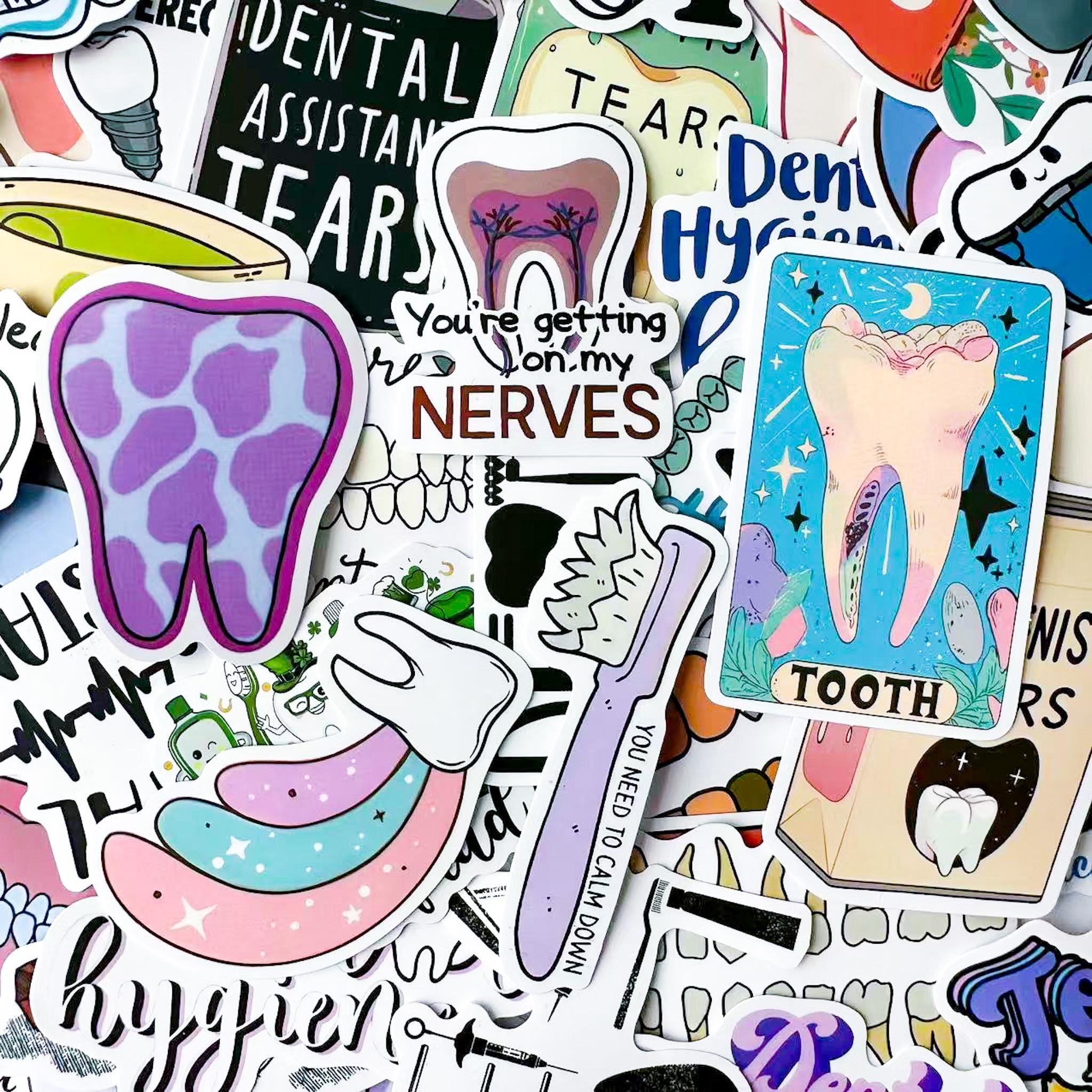 Tooth Sticker Copy Pack of 50 Tooth Stickers, Dental Hygienist Stickers, Funny Dentist ...