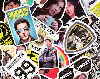 Pack of 50 Brooklyn 99 Stickers, Character Quote Stickers, Hilarious TV Comedy Stickers, Waterproof Stickers for Laptop, Journal, Scrapbook