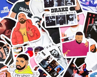 Pack of 50 Rap Legend Drake Stickers, Hip-Hop Aesthetic Stickers, Music Artist Stickers, Waterproof Stickers for Laptop, Scrapbook, Journal