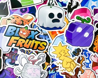 Pack of 50 Blox-Fruits Game Stickers, Devil Fruit Stickers, Cartoon Power Stickers, Waterproof Stickers for Laptop, Journal, Console