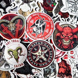 Pack of 50 Occult Stickers, Dark Satanic Symbol Stickers, Gothic Devil Stickers, Pentagram Stickers, Waterproof Stickers for Laptop, Journal