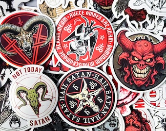 Pack of 50 Occult Stickers, Dark Satanic Symbol Stickers, Gothic Devil Stickers, Pentagram Stickers, Waterproof Stickers for Laptop, Journal
