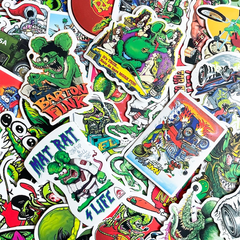Rath Racing Stickers Pack of 50 Hot Rod Stickers, Rat-fink Stickers, Vintage Racing Stickers ...