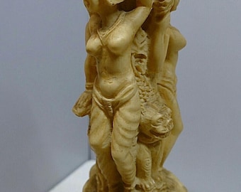 Small side table made of soapstone with glass top, decorative details, 50 cm