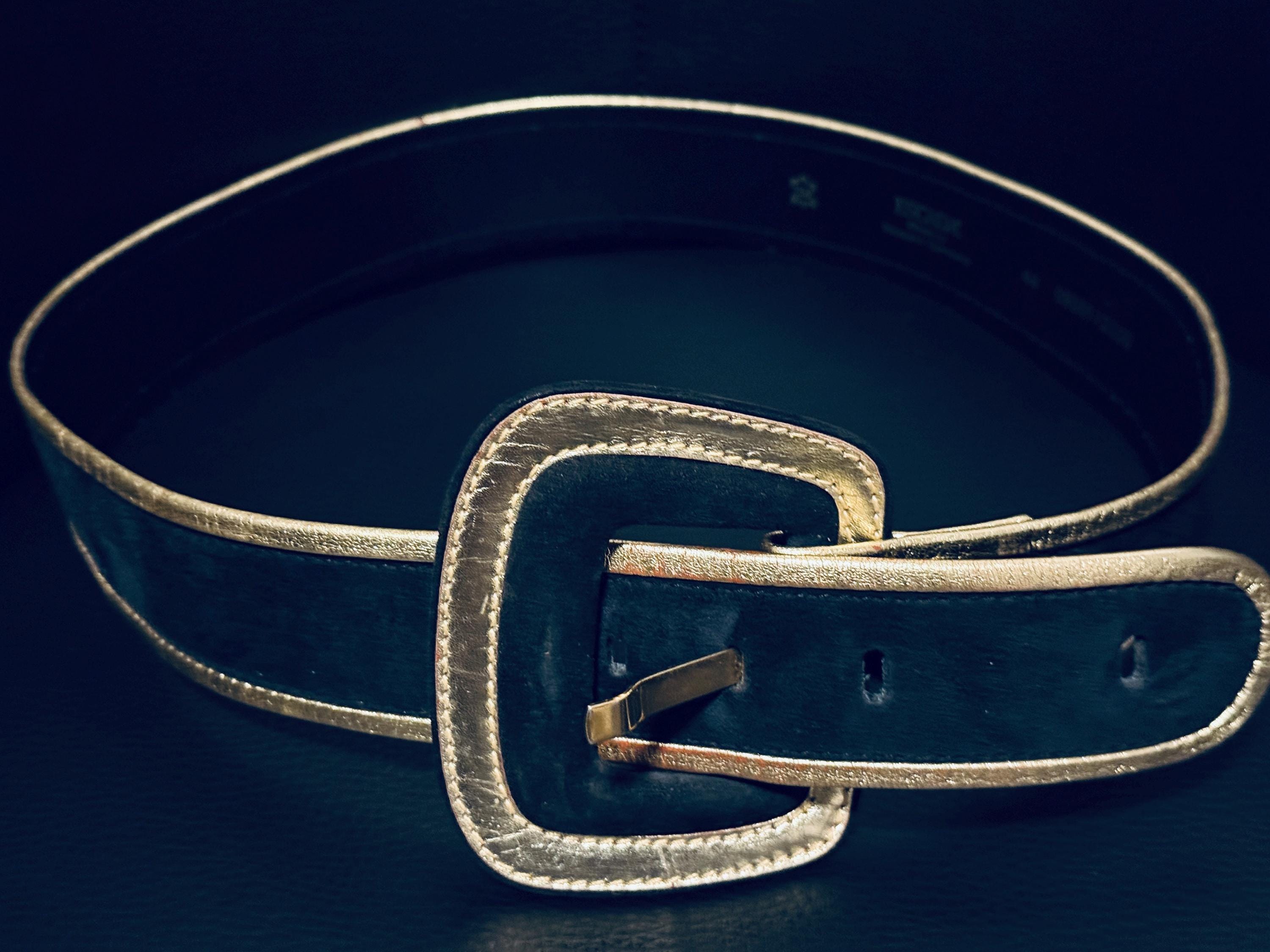 ESCADA Beautiful Deep Blue and Gold Belt with Buckle Escada Blue Belt - Etsy main image 4