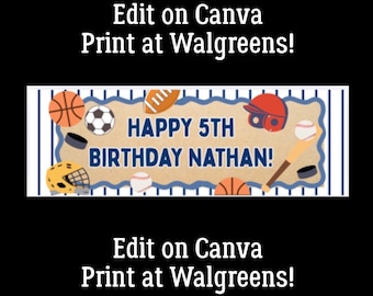 Plantilla de banner de cumpleaños deportivo - Descarga digital