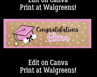 Plantilla editable para pancarta de graduación - Descarga digital