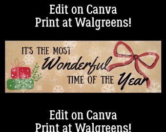 Banner navideño - Plantilla imprimible para las fiestas (Descarga digital)