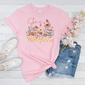 Shes a wildflower tee, graphic top, womens tshirt, boho shirt, flower t-shirt