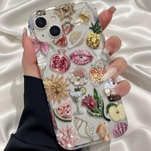 Boho Fruit Pattern Clear iPhone Case For iPhone 17, iPhone 16 Pro Max, iPhone 15 Plus, iPhone 14 13 12 11 Protective Magsafe Phone Cover