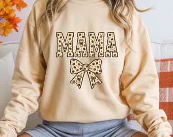 Mama Sweatshirt Leopard Print | Kaffee Schleife, Herbst Stil