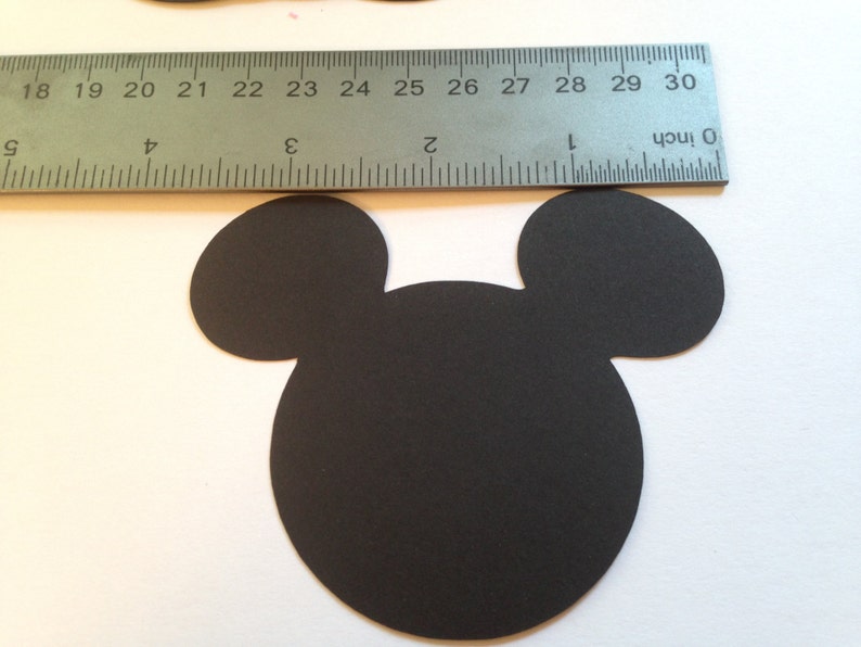 30 Large 3 inch Black Mickey Mouse Die Cut Punch Cutout Cupcake Topper Embellishment Scrapbook image 2