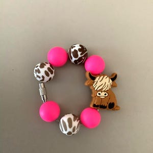 Highland Cow Hot Pink Brown Cow Cup Charm Cup Charms Tumbler Charms Silicone Charms Water Bottle Charms Water Bottle Accessories
