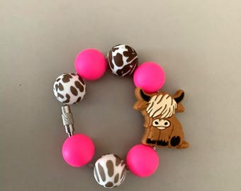 Highland Cow Hot Pink Brown Cow Cup Charm Cup Charms Tumbler Charms Silicone Charms Water Bottle Charms Water Bottle Accessories