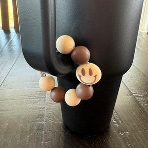 Smiley Face Cup Charm Cup Charms Tumbler Charms Silicone Charms Water Bottle Charms Water Bottle Accessories  Tan Brown