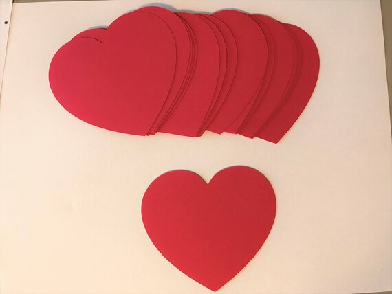 3 3/4 Inch Red Heart Cut Outs, Valentine Confetti, Valentine Cutouts, Heart Die Cuts, Valentine Party Confetti, Wedding Confetti, 24 count Il_570xn