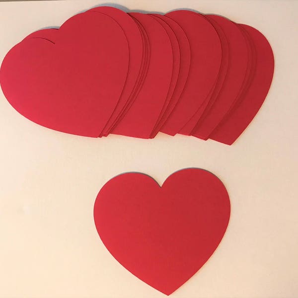 3 3/4 Inch Red Heart Cut Outs, Heart Die Cuts, Valentine Confetti, Valentine Cutouts,  Valentine Die Cuts, Wedding Die Cuts, 24 count