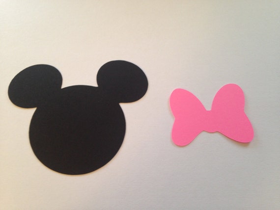 Large Hot Pink Black Minnie Mouse Bow Die Cut Punch Cutout Confetti Embellishment Scrapbook Il_570xn