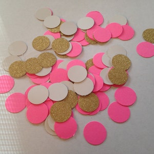 200 Hot Pink Gold Confetti, Valentine, Baby Shower Confetti, Wedding, Bridal Shower, Circle Confetti, Birthday Party, Gold Pink Confetti image 5