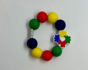 Autism Awareness Cup Charm: Puzzle Piece Silicone Bead Tumbler Charm
