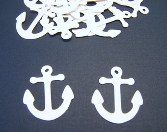 100 White Anchor Confetti Nautical Die Cut Cutout Embellishment Table Scatter Nautical Baby Shower