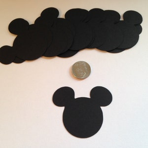 50 Large 2 inch Black Mickey Mouse Die Cut Punch Cutout Cupcake Topper Embellishment Scrapbook